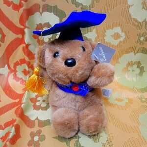 Vintage Graduation Class of 87 Stuffed Toy Animal Brown Teddy Bear NWT Cap Plush